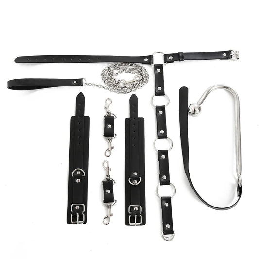 Bdsm Sex Spielzeug Einstellbare Größe Leder Kragen Hals Bondage Kit Anal Haken Metall Butt Plug SM Erwachsene Spiele Paar Flirt Sex Spielzeug