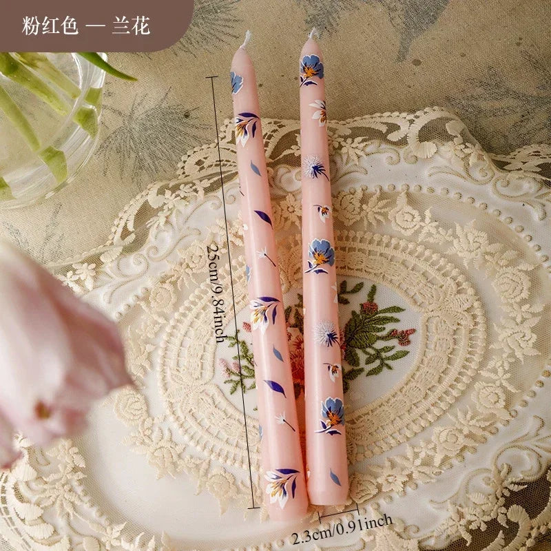 25 cm handbemalte Spitzkerzen, dekorative lange Kerzen, luxuriöse Geschenke für Sie, ästhetische Wohnaccessoires
