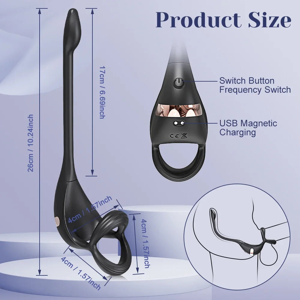 Vibrierender Cockring für Männer, Prostata-Massagegerät, Stimulator für Männer, APP-Steuerung, Sexspielzeug für Paare, Analvibrator, Penisring, Buttplug