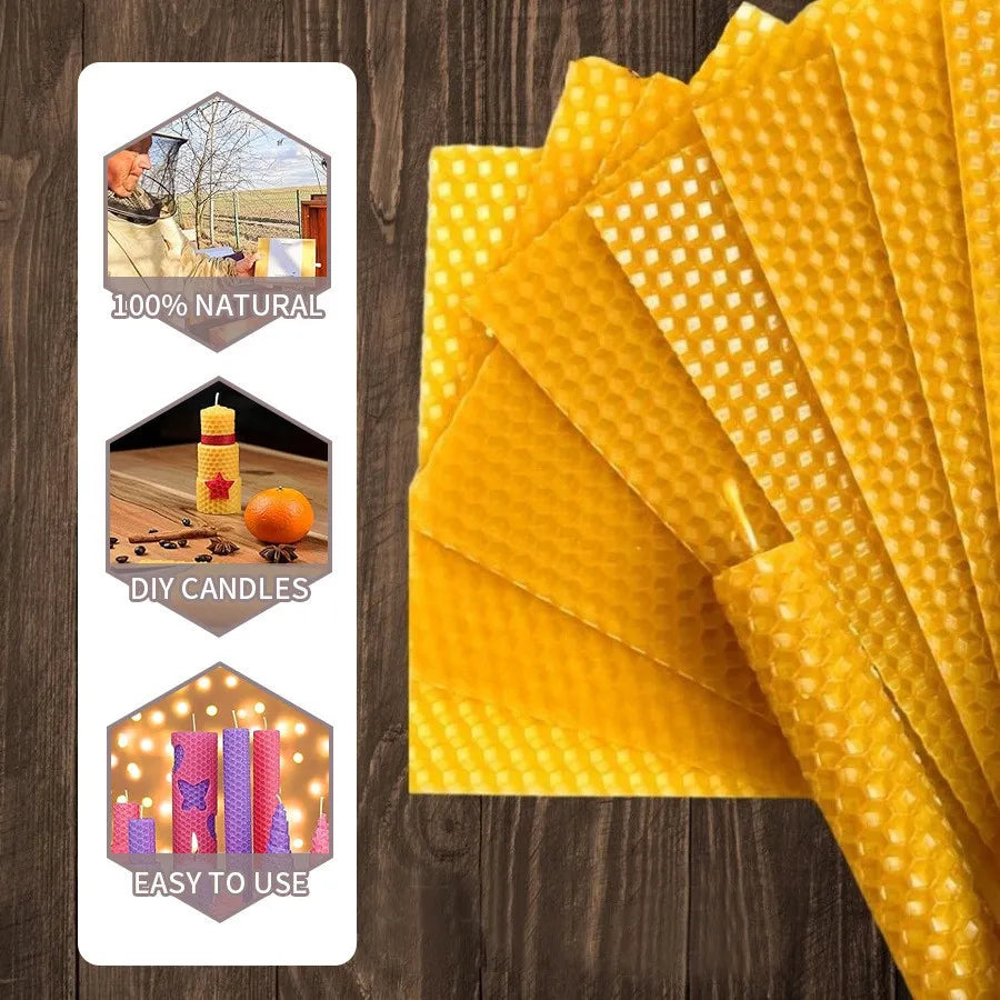 10 Stück natürliche Bienenwachskerzen, handgefertigt, kein Duft, keine Zusatzstoffe, luxuriöse High-End-Kerzen für Candlelight-Dinner, Hochzeitszeremonie