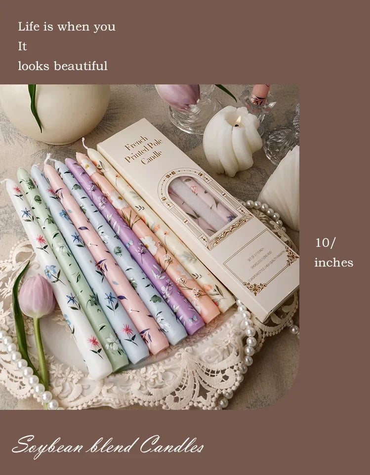25 cm handbemalte Spitzkerzen, dekorative lange Kerzen, luxuriöse Geschenke für Sie, ästhetische Wohnaccessoires