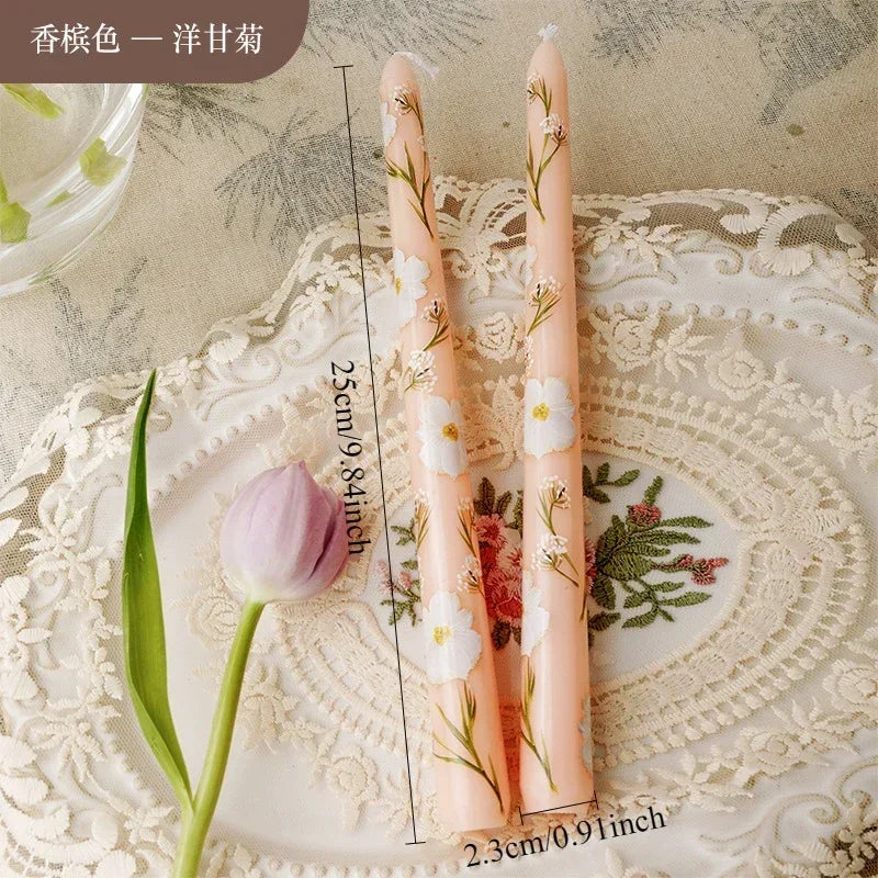 25 cm handbemalte Spitzkerzen, dekorative lange Kerzen, luxuriöse Geschenke für Sie, ästhetische Wohnaccessoires