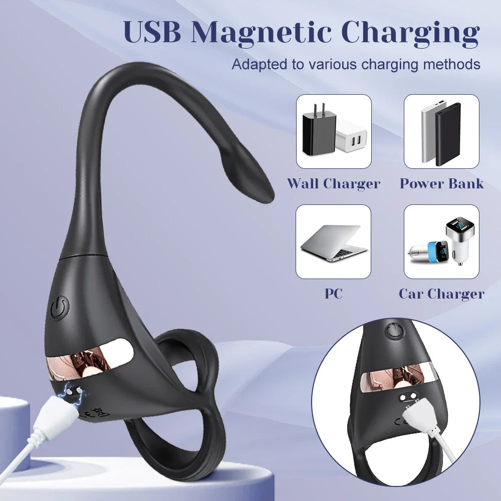 Vibrierender Cockring für Männer, Prostata-Massagegerät, Stimulator für Männer, APP-Steuerung, Sexspielzeug für Paare, Analvibrator, Penisring, Buttplug