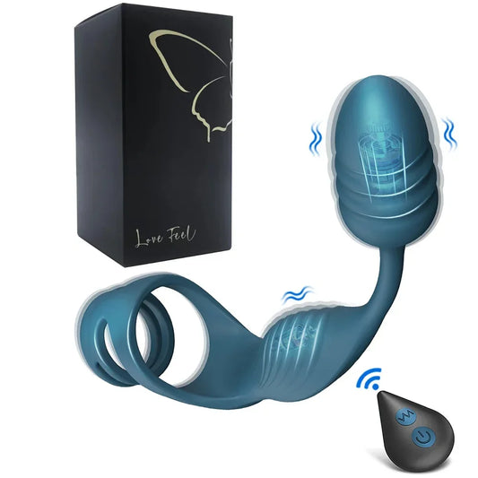 Prostata-Massagegerät mit Penisring, vibrierender Buttplug, Analvibrator, kabellose Fernbedienung, Sexspielzeug, Analdildo-Stimulator für Männer und Frauen