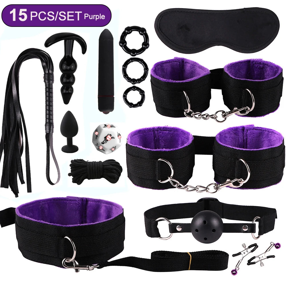 Sexspielzeug für Frauen, BDSM, sexuelles Paar-Set, erotisches Zubehör, Handschellen für die Sitzung, Analplug, Sexspiel, sexy Spielzeug für Erwachsene, Sexyshop