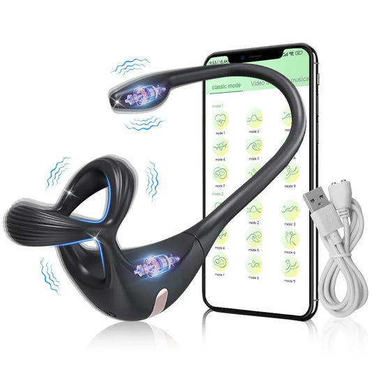 Vibrierender Cockring für Männer, Prostata-Massagegerät, Stimulator für Männer, APP-Steuerung, Sexspielzeug für Paare, Analvibrator, Penisring, Buttplug
