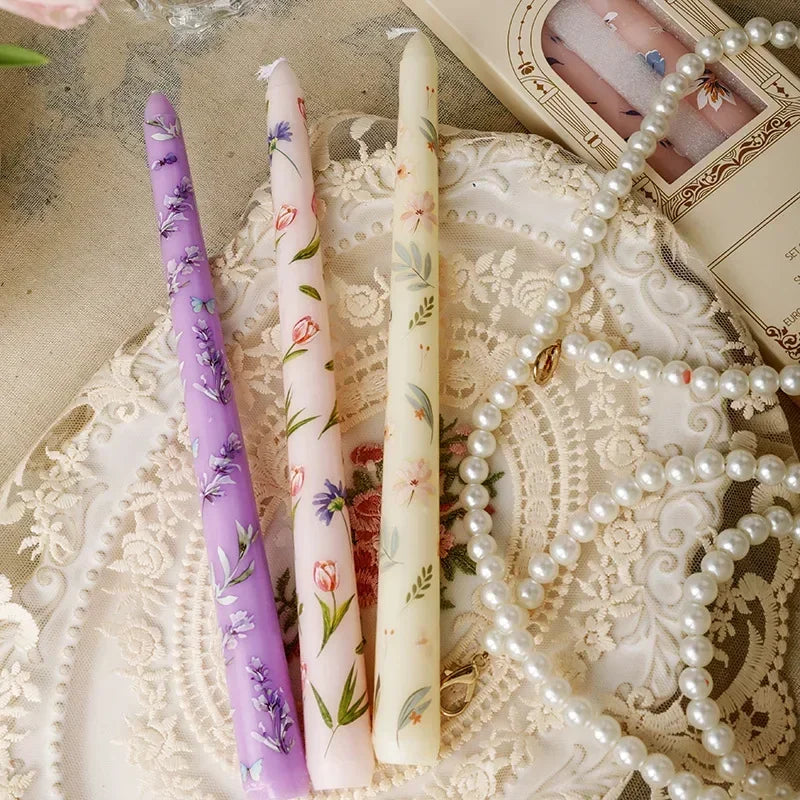 25 cm handbemalte Spitzkerzen, dekorative lange Kerzen, luxuriöse Geschenke für Sie, ästhetische Wohnaccessoires
