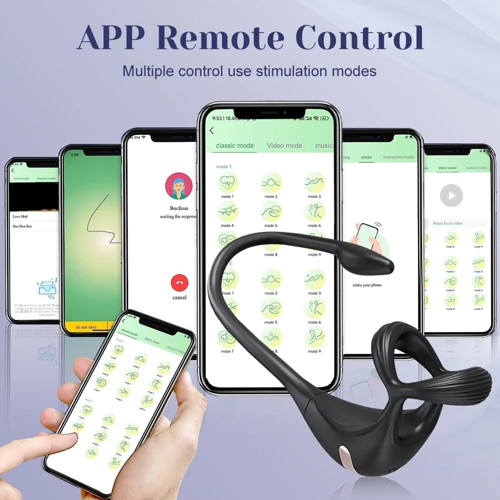 Vibrierender Cockring für Männer, Prostata-Massagegerät, Stimulator für Männer, APP-Steuerung, Sexspielzeug für Paare, Analvibrator, Penisring, Buttplug