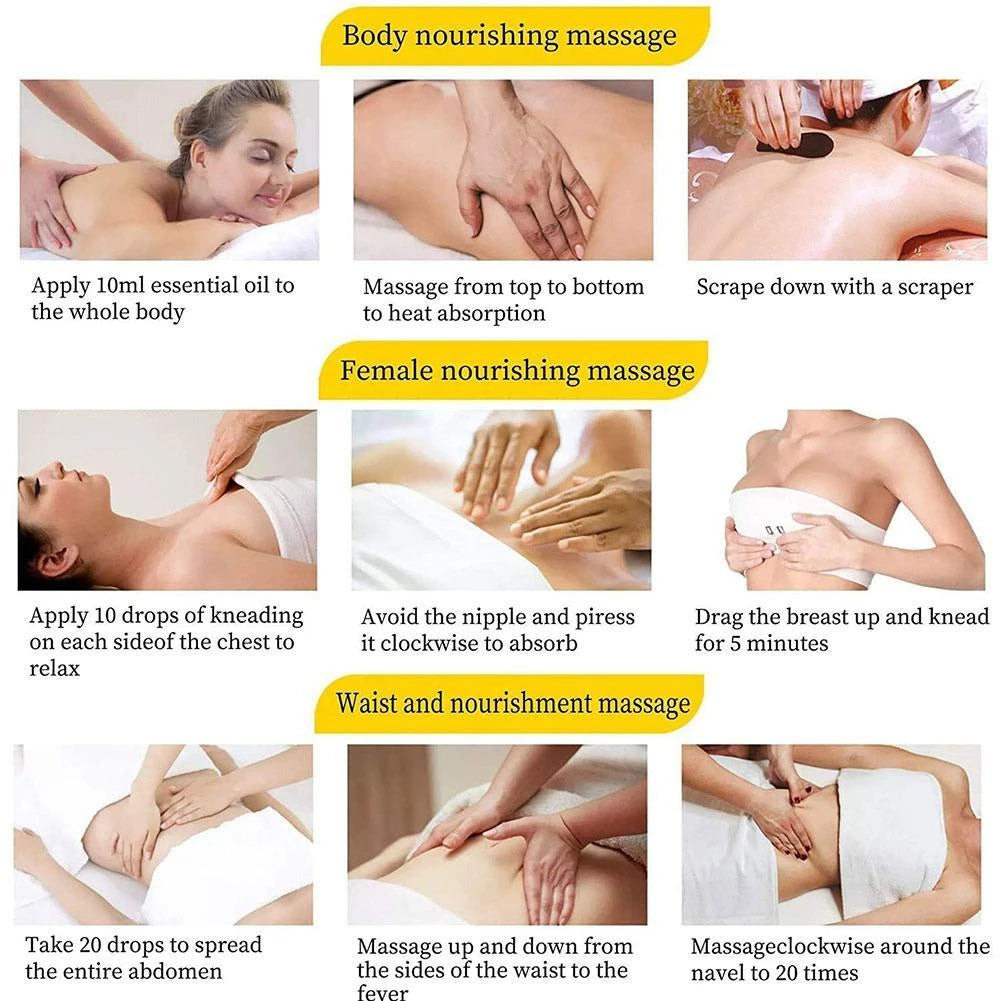 500 ml Körpermassageöl, reine ätherische Öle, lindert Stress für organische Körpermassage, entspannt Schönheit und Gesundheit