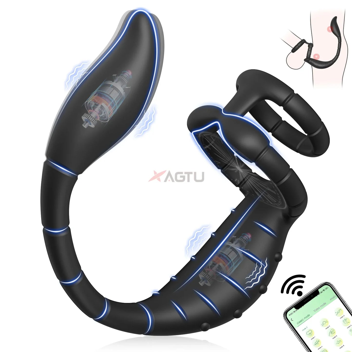 Vibrierender Cockring für Männer, Prostata-Massagegerät, Stimulator für Männer, APP-Steuerung, Sexspielzeug für Paare, Analvibrator, Penisring, Buttplug